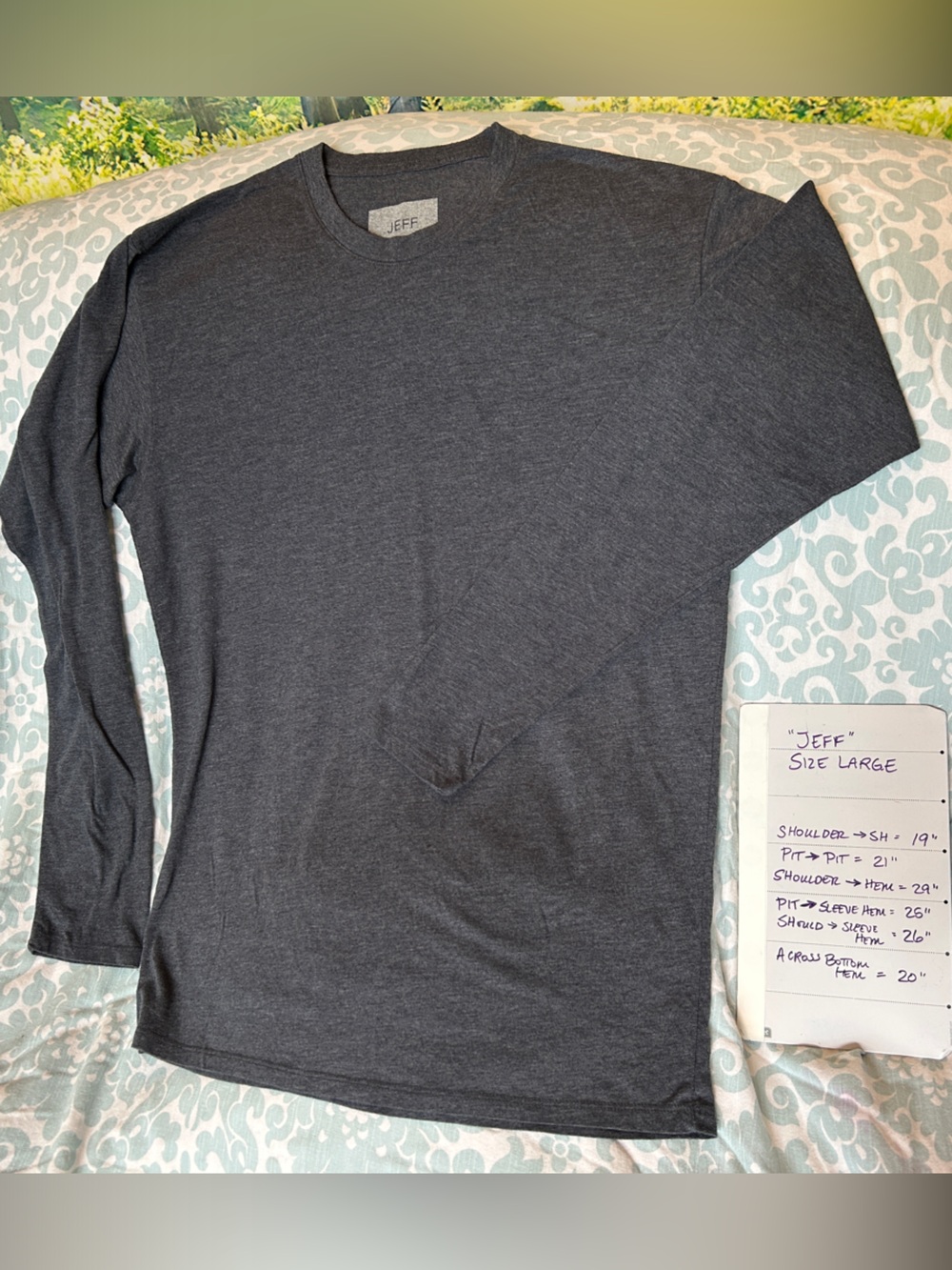 Men's Crewneck Long Sleeve Shirt - Charcoal Gray